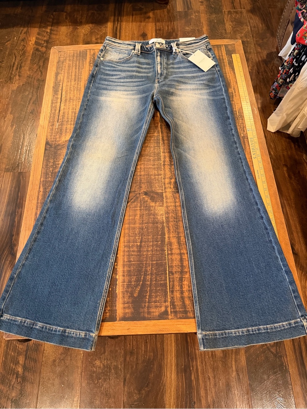 KanCan Medium Blue High-Rise Flare Wide Leg Jeans